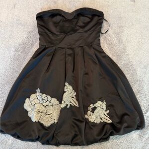 Charlotte Russe Black Strapless Dress with White Floral Design